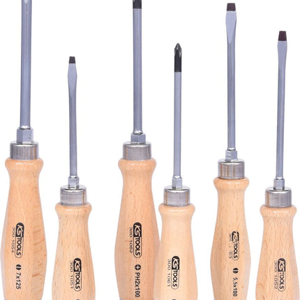 KS TOOLS ERGOTORQUE WOODmax Schlag-Schraubendreher-Satz, 6-tlg ( 300.1050 ) - Toolbrothers