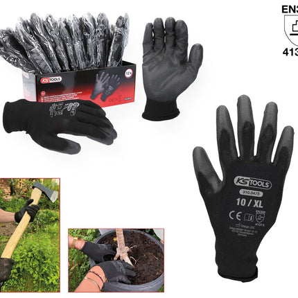 KS TOOLS Mikro-Feinstrickhandschuhe, schwarz, 10, 12 Paar ( 310.0475 ) - Toolbrothers