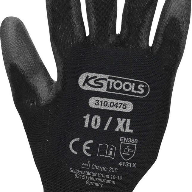 KS TOOLS Mikro-Feinstrickhandschuhe, schwarz, 10, 12 Paar ( 310.0475 ) - Toolbrothers