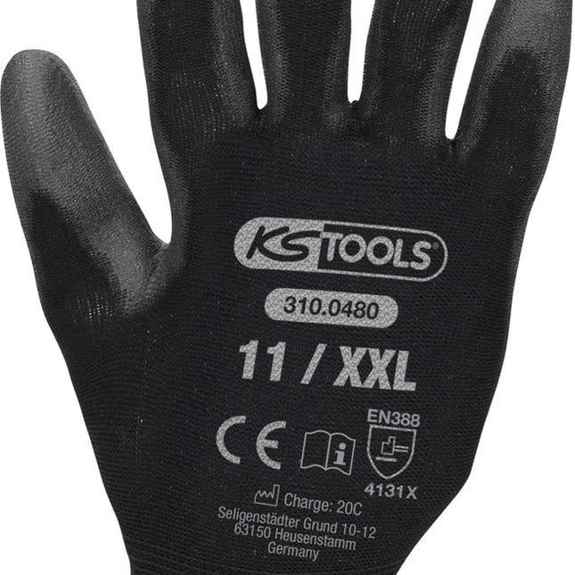 KS TOOLS Mikro-Feinstrickhandschuhe-schwarz, 11, 12 Paar ( 310.0480 ) - Toolbrothers