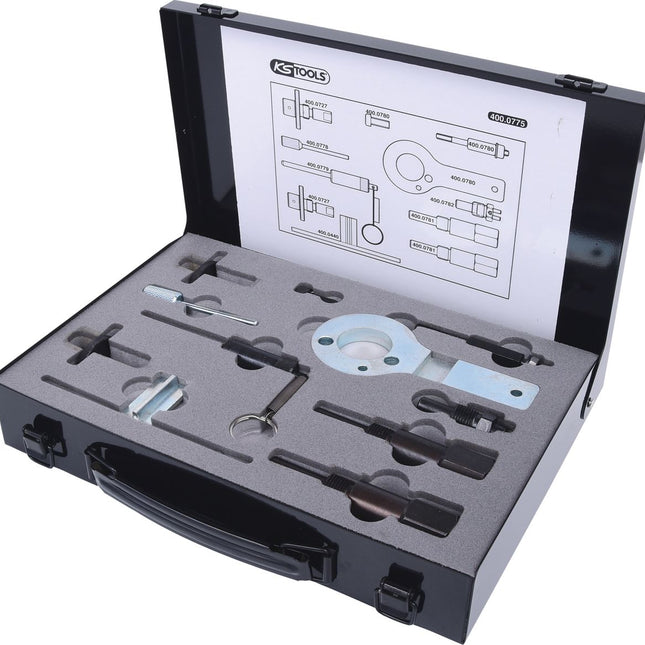 KS TOOLS Motoreinstell-Werkzeug-Satz für GM / Opel / Saab, 11-tlg ( 400.0775 ) - Toolbrothers