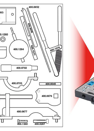 KS TOOLS Motoreinstell-Werkzeug-Satz für Isuzu / GM / Opel / Saab, 32-tlg ( 400.1575 ) - Toolbrothers