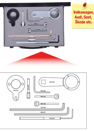 KS TOOLS Juego de herramientas de sincronización del motor para VAG, 9 piezas, Audi, Seat, Škoda, Volkswagen ( 400.2120 )