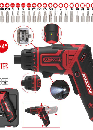 KS TOOLS eMONSTER 1/4“ Akku-Bit-Schrauber-Satz, 27-tlg. ( 515.6500 ) - Toolbrothers