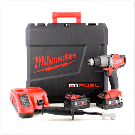 Milwaukee M18 FPD 502C 18 V Brushless Akku SchlagBohrschrauber 2x 5 Ah Red Li-Ion Akku, Lader, Koffer - Toolbrothers