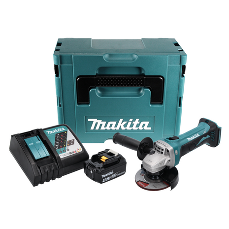 Makita DGA 452 RM1J Akku Winkelschleifer 18 V 115 mm + 1x Akku 4,0 Ah + Ladegerät + Makpac - Toolbrothers