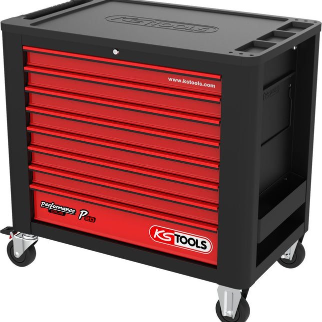 KS TOOLS PERFORMANCEplus P20 SCHWARZ/ROT Werkstattwagen mit 8 Schubladen ( 873.2008 ) - Toolbrothers