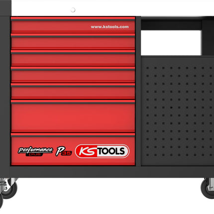 KS TOOLS PERFORMANCEplus P35 SCHWARZ/ROT Werkstattwagen mit 12 Schubladen ( 873.5008 ) - Toolbrothers