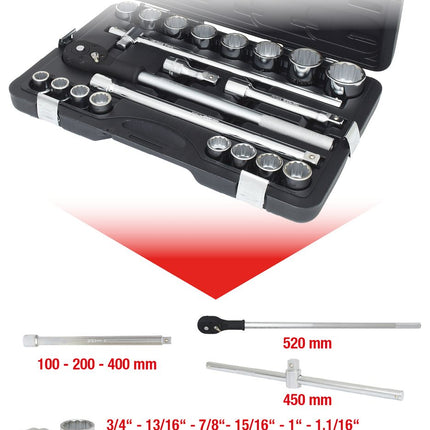 KS TOOLS 3/4" Steckschlüssel-Satz, 21-tlg 12-kant ( 911.0751 ) - Toolbrothers