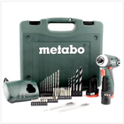 Metabo Power Maxx BS 10,8 V Akku Bohrschrauber im Koffer mit 2 x 2 Ah Akku, Lader, 45 tlg. Bit & Bohrer Set 6.00080.87 - Toolbrothers