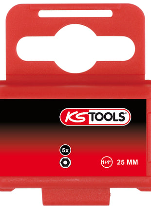 KS TOOLS 1/4" Bit Innensechskant,Bohrung,25mm,4mm,5er Pack ( 911.2944 ) - Toolbrothers