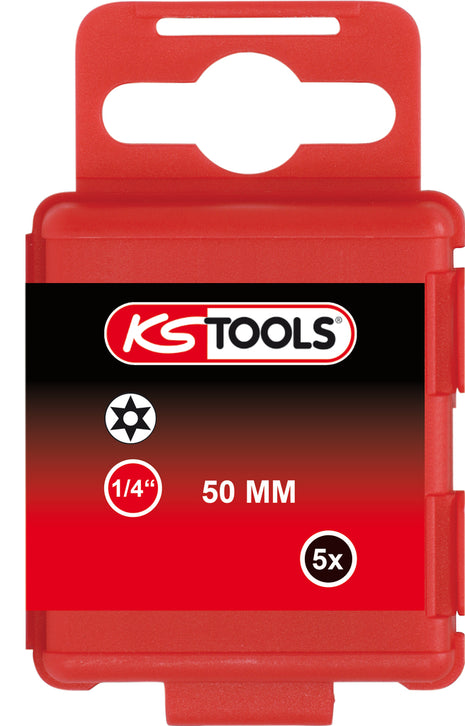 KS TOOLS 1/4" Bit Torx, Bohrung, 50mm, TB6, 5er Pack ( 911.8394 ) - Toolbrothers