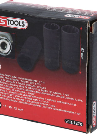 KS TOOLS 1/2" Spiral-Profil-Kraft-Stecknuss-Satz, 3-tlg,17-21mm ( 913.1270 ) - Toolbrothers