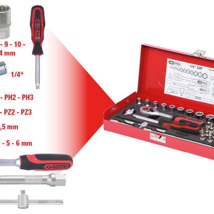 KS TOOLS 1/4" Steckschlüssel-Satz, 30-tlg ( 917.4030 )
