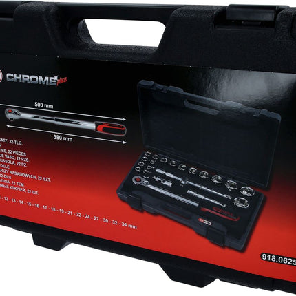 KS TOOLS 1/2" CHROMEplus Steckschlüssel-Satz, 22-tlg ( 918.0625 ) - Toolbrothers