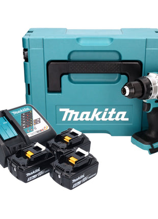 Maktia DDF 486 RT3J Akku Bohrschrauber 18 V 130 Nm Brushless + 3x Akku 5,0 Ah + Ladegerät + Makpac