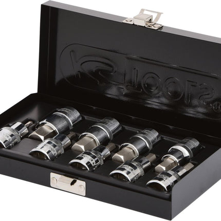 KS TOOLS 1/2" CHROMEplus Bit-Stecknuss-Satz Innensechskant, 9-tlg 4-17mm,kurz ( 918.1330 ) - Toolbrothers