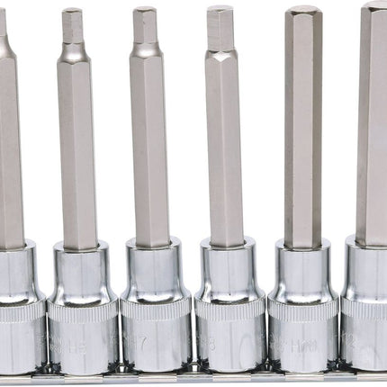 KS TOOLS 1/2" CHROMEplus Bit-Stecknuss-Satz Innensechskant, 6-tlg 5-12mm,lang ( 918.1336 ) - Toolbrothers