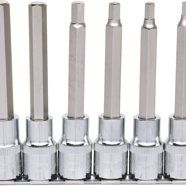 KS TOOLS 1/2" CHROMEplus Bit-Stecknuss-Satz Innensechskant, 6-tlg 5-12mm,lang ( 918.1336 ) - Toolbrothers