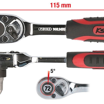 KS TOOLS 1/4" CHROMEplus Bit-Umschaltknarre, 115mm ( 918.1495 ) - Toolbrothers