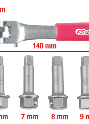 KS TOOLS 1/2" Bremssattel Spezial-Steckschlüssel- Satz, 5-tlg ( 918.3500 ) - Toolbrothers