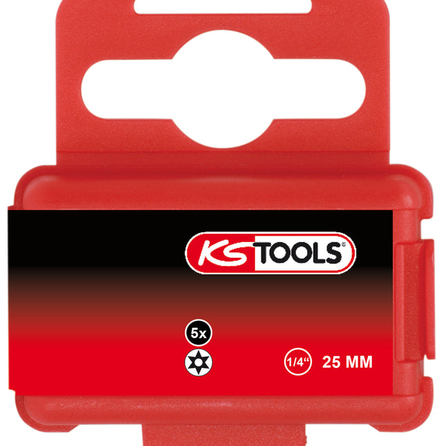 KS TOOLS 1/4" TORSIONpower Bit Torx, 25mm, TB27, mit Bohrung, 5er Pack ( 918.3626 ) - Toolbrothers
