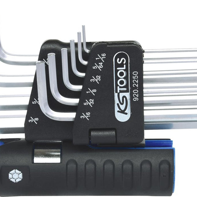 KS TOOLS 3 in 1 Innen6kant-Winkelstiftschlüssel-Satz,10-tlg lang, Kugelkopf, Zoll ( 920.2250 ) - Toolbrothers