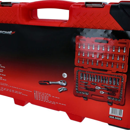 KS TOOLS 1/4"+3/8" CHROMEplus Steckschlüssel-Satz, 100-tlg ( 958.0699 ) - Toolbrothers