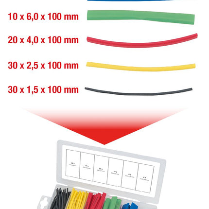 KS TOOLS Sortiment Schrumpfschläuche, farbig, 100-tlg ( 970.0540 ) - Toolbrothers
