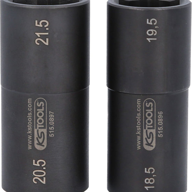 KS TOOLS 1/2" Spezial-Alu-Felgen-Kraft-Stecknuss-Satz für Ford, 18,5 / 19,5 / 20,5 / 21,5 mm, 2-tlg ( 515.0895 ) - Toolbrothers