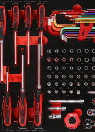 KS TOOLS 1/4'' Steckschlüssel- / und Schraubendreher-Satz in Schaumstoffeinlage, 105-tlg ( 811.0105 )