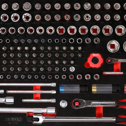 KS TOOLS 1/4'' + 1/2'' Steckschlüssel-Satz in Schaumstoffeinlage, 167-tlg ( 811.0167 ) - Toolbrothers
