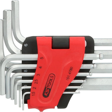 KS TOOLS Kugelkopf-Innensechskant-Winkelstiftschlüssel-Satz, 10-tlg, kurz, 1,5-10mm ( 151.4780 ) - Toolbrothers