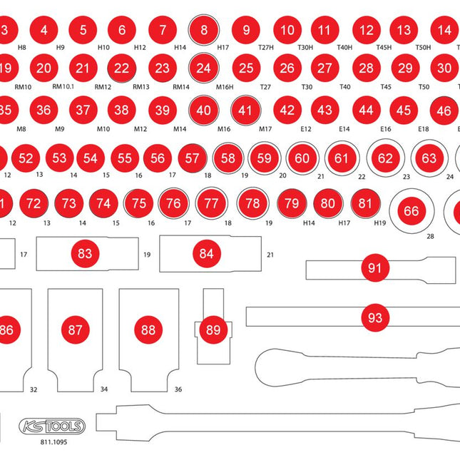 KS TOOLS Leere Schaumstoffeinlage zu 811.1095 ( 811.1095-97 )