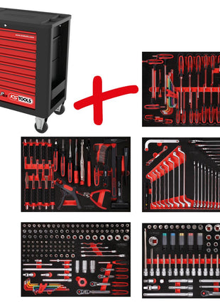 KS TOOLS Composition pour servante d’atelier Performanceplus P15 avec 299 outils pour 5 tiroirs ( 815.5299 )