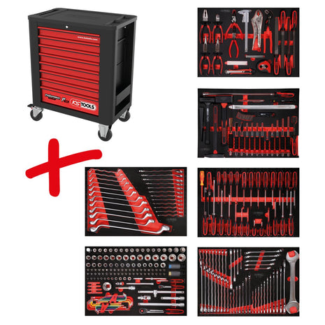 KS TOOLS Performanceplus Werkstattwagen-Satz P15 mit 284 Werkzeugen für 6 Schubladen ( 815.6284 )