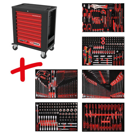 KS TOOLS Performanceplus Werkstattwagen-Satz P15 mit 399 Werkzeugen für 6 Schubladen ( 815.6399 ) - Toolbrothers