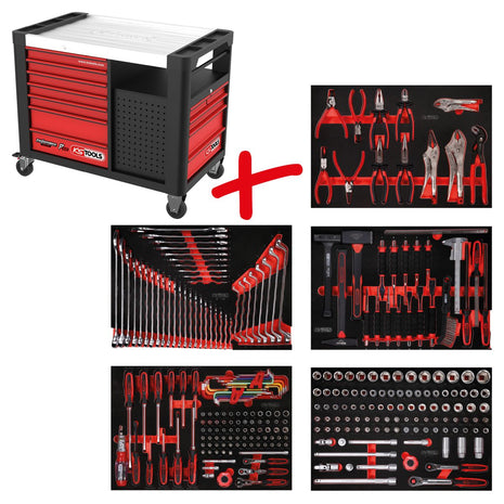 KS TOOLS Performanceplus Werkstattwagen-Satz P35 mit 279 Werkzeugen für 5 Schubladen ( 835.5279 )