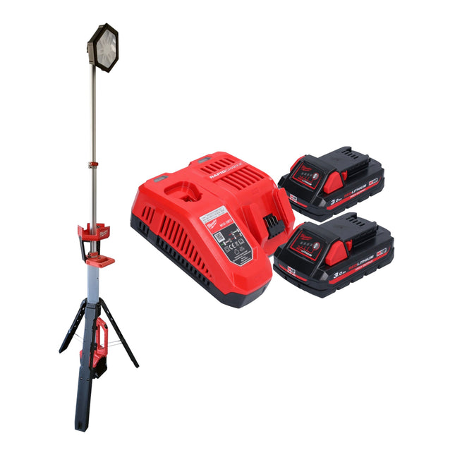 Milwaukee M18 SAL2 302 Akku Baustrahler 18 V 2800 lm 2x Akku 3 0 Ah Ladegeraet 0 - toolbrothers