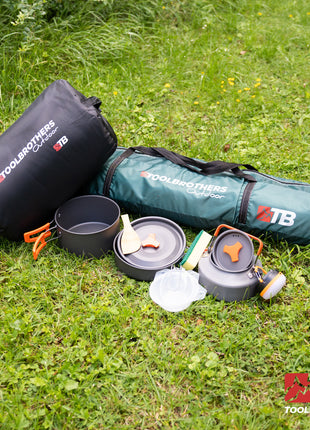 Toolbrothers Outdoort Camping-Set Zelt for 2-4 Personen Hydraulikzelt Pop-Up zelt + Campingausrstung 12 tlg