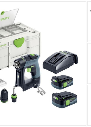 Festool CXS 12 2,5-Set Akku Bohrschrauber 12 V 30 Nm Brushless ( 576865 ) + 2x Akku 2,5 Ah + Ladegerät + Bitset + Systainer