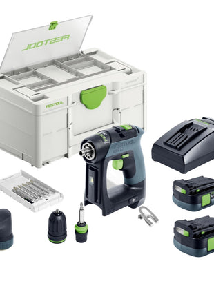 Festool CXS 12 2,5-Set Akku Bohrschrauber 12 V 30 Nm Brushless ( 576865 ) + 2x Akku 2,5 Ah + Ladegerät + Bitset + Systainer