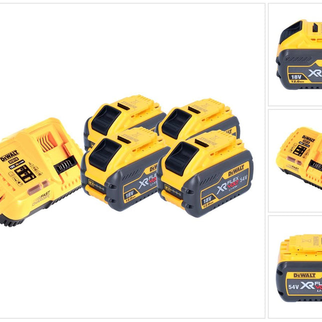 Zestaw startowy akumulatorów DeWalt DCB 118 Y4 18 V / 54 V 4x akumulator XR FLEXVOLT 12 Ah + ładowarka