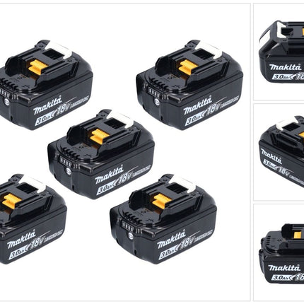 Zestaw akumulatorów Makita 5x BL 1830 B 18 V 3,0 Ah / 3000 mAh Li-Ion ( 5x 197599-5 ) z wyświetlaczem LED - oryginał, bez repliki