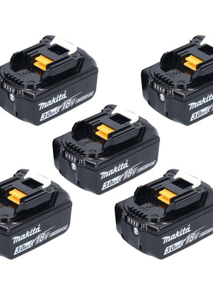 Zestaw akumulatorów Makita 5x BL 1830 B 18 V 3,0 Ah / 3000 mAh Li-Ion ( 5x 197599-5 ) z wyświetlaczem LED - oryginał, nie replika