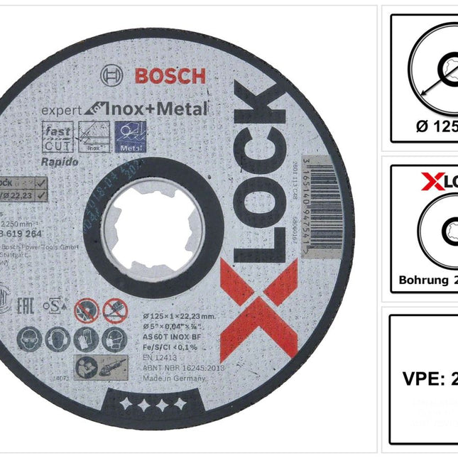 Bosch Expert for Inox & Metal Trennscheibe X-LOCK 125 x 22,23 mm 25 Stk. ( 25x 2608619264 )