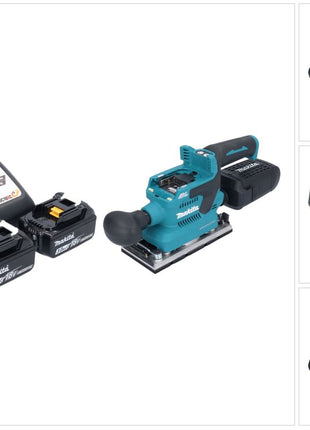 Makita DBO 382 RF Ponceuse vibrante sans fil 18 V 93 x 185 mm Brushless + 2x batterie 3,0 Ah + chargeur