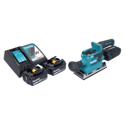 Makita DBO 382 RM akumulatorowa szlifierka oscylacyjna 18 V 93 x 185 mm bezszczotkowa + 2x akumulator 4,0 Ah + ładowarka