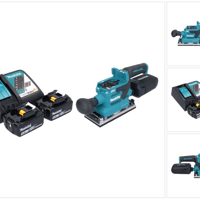 Makita DBO 382 RT akumulatorowa szlifierka oscylacyjna 18 V 93 x 185 mm bezszczotkowa + 2x akumulator 5,0 Ah + ładowarka