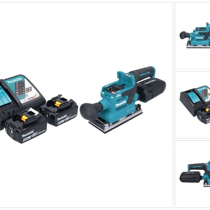 Makita DBO 382 RG akumulatorowa szlifierka oscylacyjna 18 V 93 x 185 mm bezszczotkowa + 2x akumulator 6,0 Ah + ładowarka